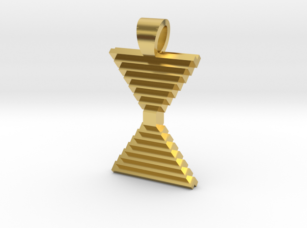 Triangles and pyramids [pendant] in Polished Brass
