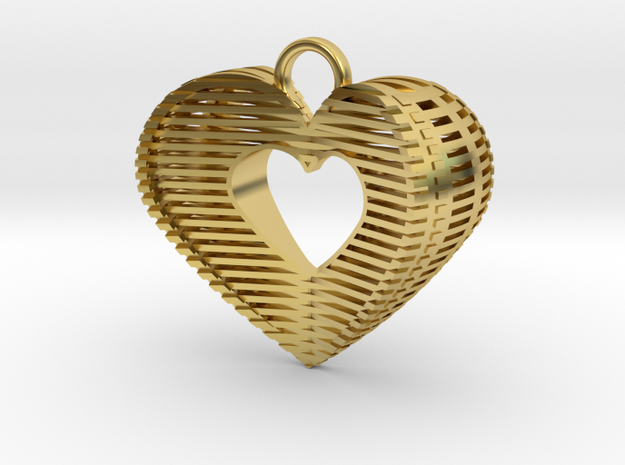 3D Hart Pendant in Polished Brass