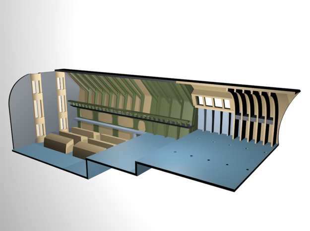 1/537 Refit Hangar / Cargo Deck in Tan Fine Detail Plastic