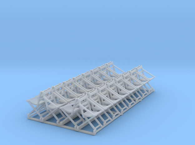 32 HO Scale folding deck chairs in open position in Tan Fine Detail Plastic