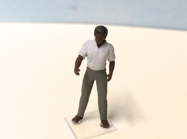 African American Man Standing Arms Partially Bent in Clear Ultra Fine Detail Plastic: 1:160 - N