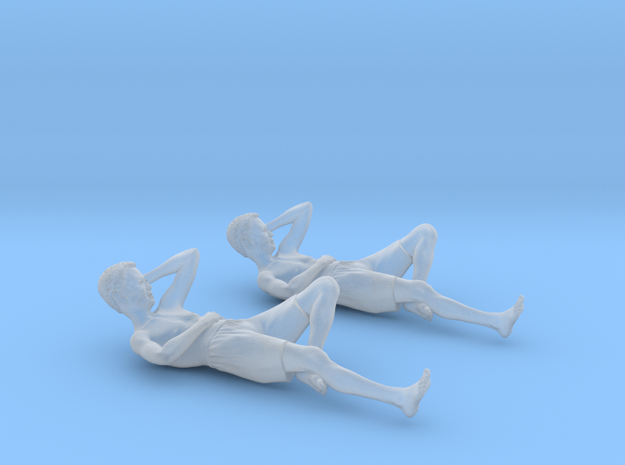 Chinese Man Lying Left Leg Bent in Smoothest Fine Detail Plastic: 1:64 - S