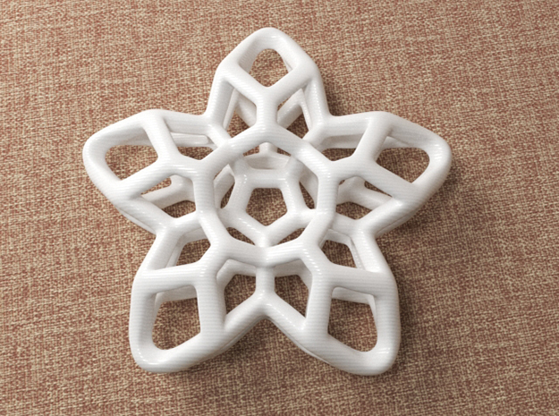 Flower Pendant Type A in White Natural Versatile Plastic: Medium