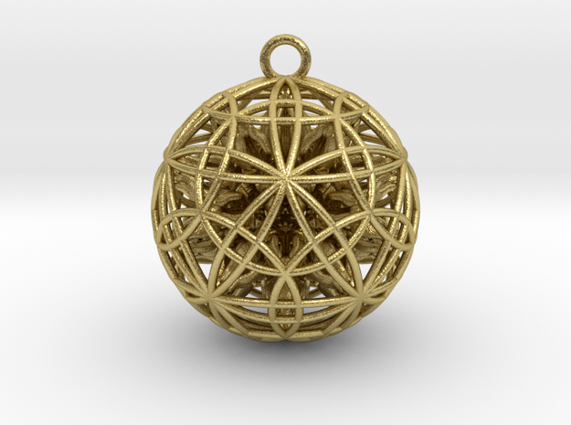 Power Ball Pendant - Precious Metals in Natural Brass