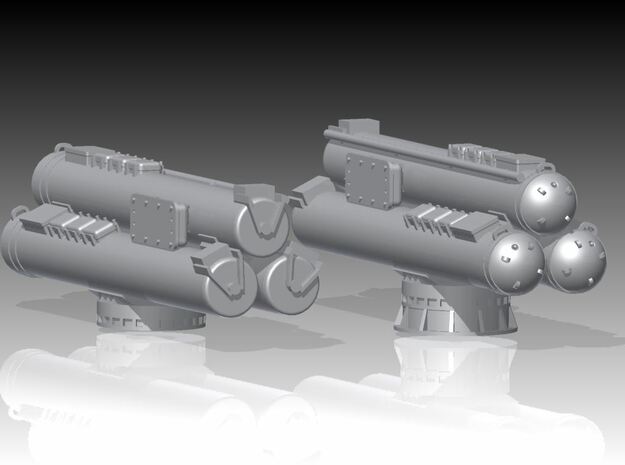 Mk32 torpedeo tubes kit, Power Opening x 1 - 1/72 in Tan Fine Detail Plastic