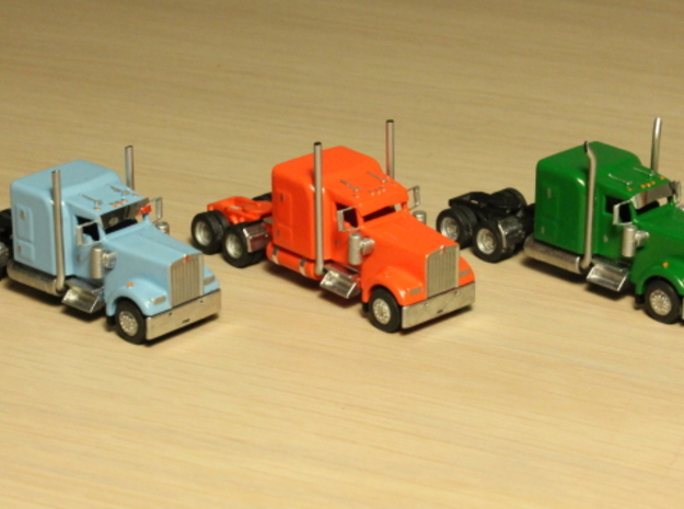 1:160 N Scale Kenworth W900L Tractor x2 in Smooth Fine Detail Plastic