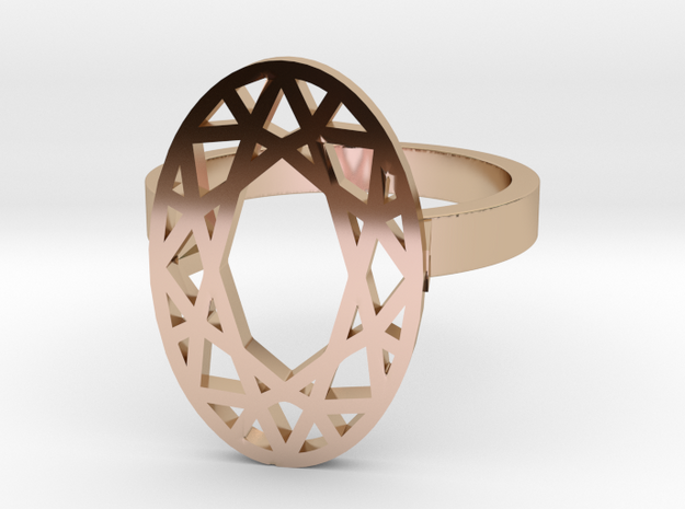 OVAL DIAMOND RING in 14k Rose Gold Plated Brass