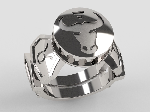 Taurus Ring in Polished Silver: 10 / 61.5