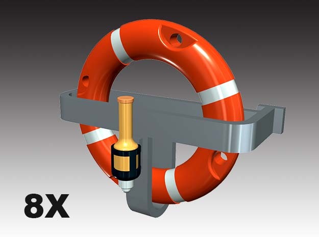 Life ring buoy 75 cm - 1:50 - 8X in Tan Fine Detail Plastic