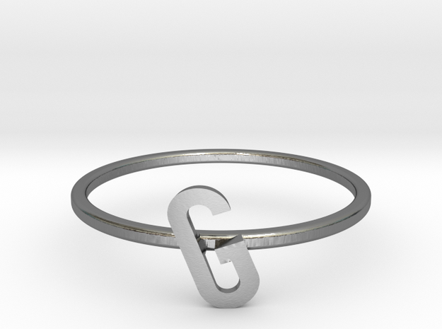 Letter G Ring in Polished Silver: 7 / 54