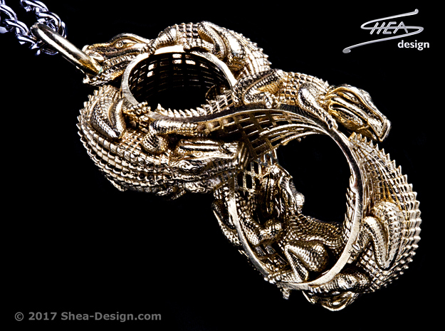 Reptile Möbius Pendant in Natural Silver