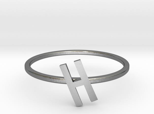 Letter H Ring in Polished Silver: 7 / 54