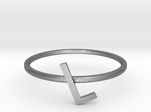 Letter L Ring in Polished Silver: 7 / 54