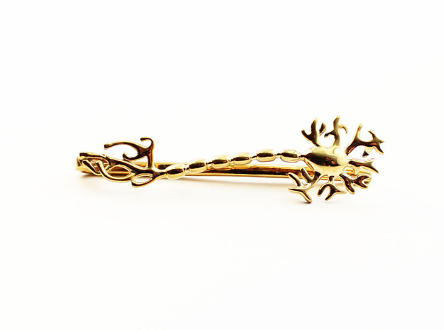 Neuron Tie Bar - Science Jewelry in Polished Brass