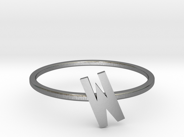 Letter W Ring in Polished Silver: 7 / 54
