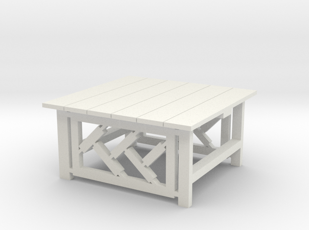 1/12 Scale Tahawus Garden Table in White Natural Versatile Plastic