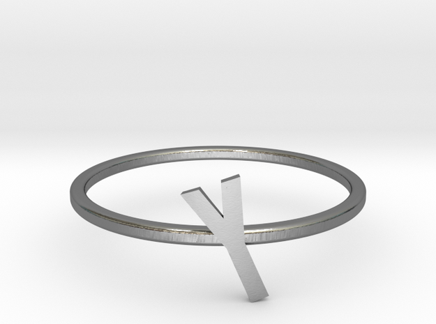 Letter Y Ring in Polished Silver: 7 / 54