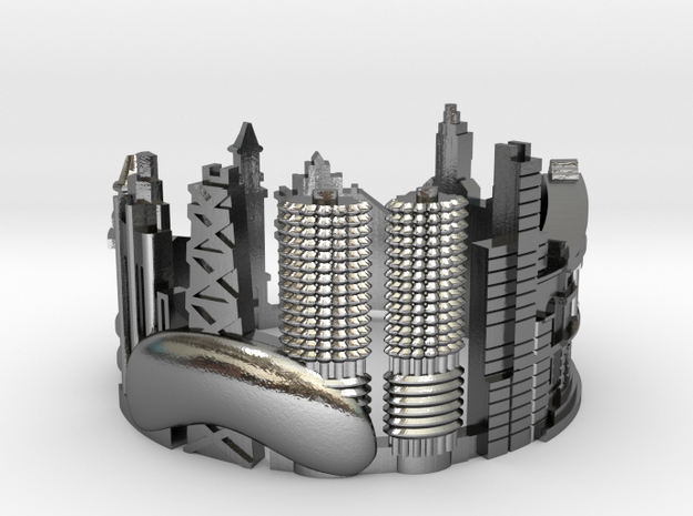 Chicago - Skyline Cityscape Ring  in Polished Silver: 6 / 51.5