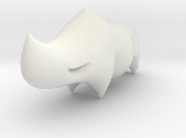 Rhino Sculplture in White Natural Versatile Plastic: 15mm