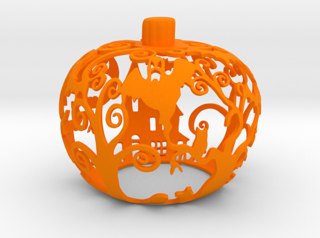 Pumpkin Tealight Holder in Orange Processed Versatile Plastic