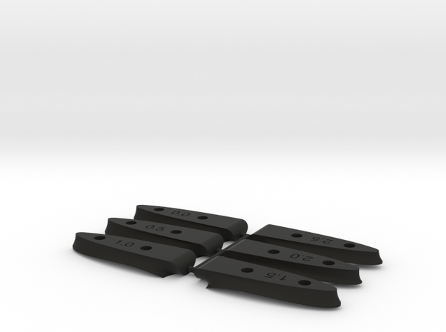 Windfoil rear shim set - 42 and 48cm rear wings in Black Natural Versatile Plastic