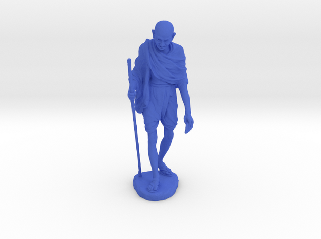 Gandhi with Stick in Blue Processed Versatile Plastic: Medium