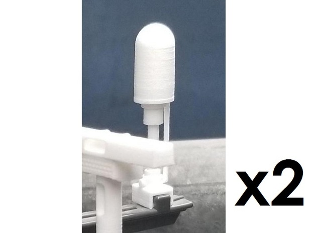 USS Flagg Mast Array - NV Base and Cap (2-pack) in White Natural Versatile Plastic
