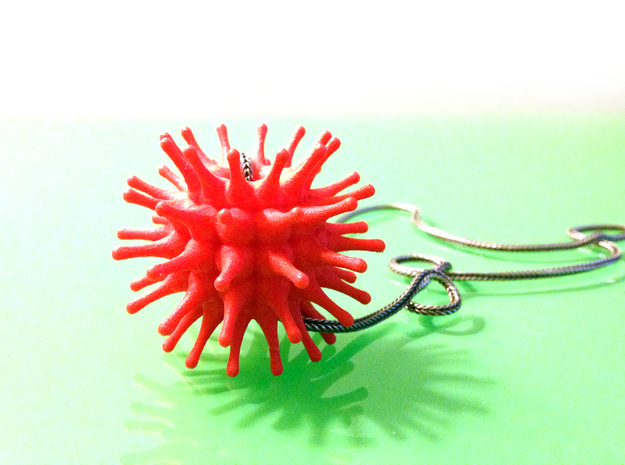 Urchin Pendant in Red Processed Versatile Plastic