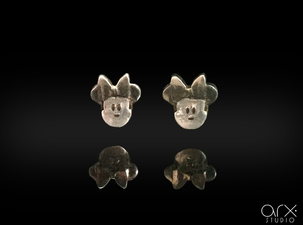 Minnie Mouse Earrings in Polished Silver: Small