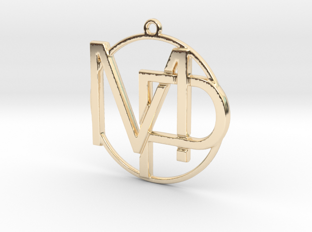 M&P Monogram Pendant in 14k Gold Plated Brass