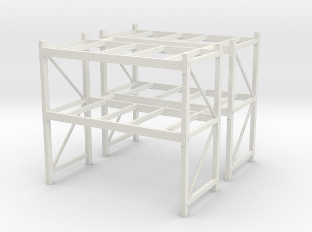 1/50th Shop or Warehouse pallet rack shelving (2) in White Natural Versatile Plastic