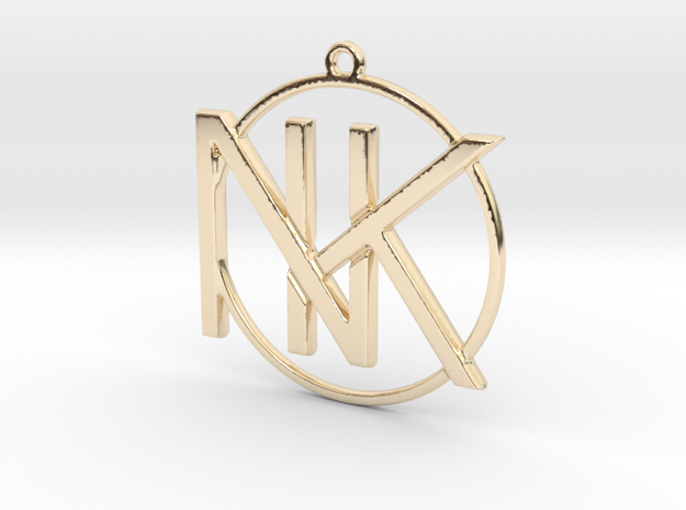 K&N Monogram Pendant in 14k Gold Plated Brass