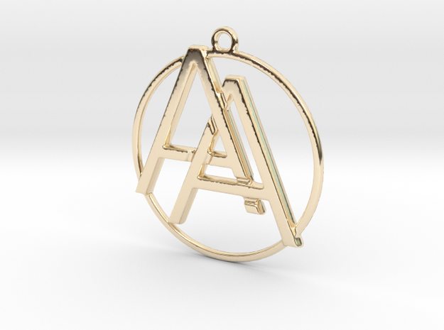 A&A Monogram Pendant in 14k Gold Plated Brass