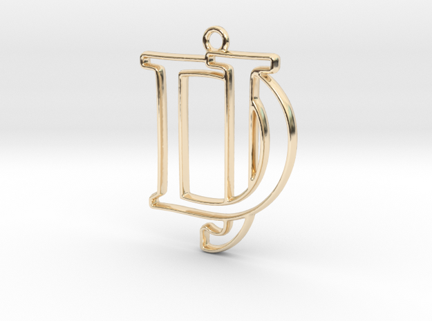 D&J Monogram Pendant in 14k Gold Plated Brass