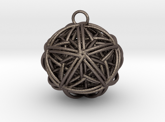 Star Tangled Ball - Pendant.  in Polished Bronzed Silver Steel