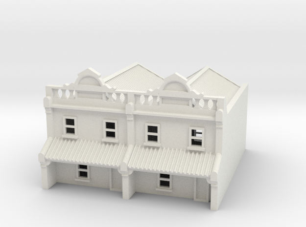 N Scale Terrace House 2 Storey (Double) 1:160 in White Natural Versatile Plastic