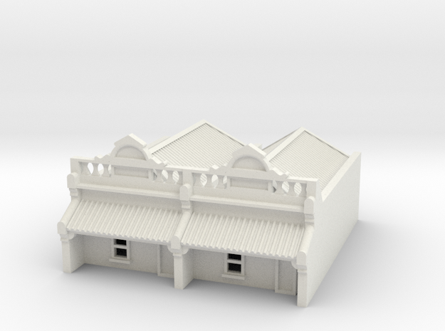 N Scale Terrace House 1 Storey (Double) 1:160 in White Natural Versatile Plastic