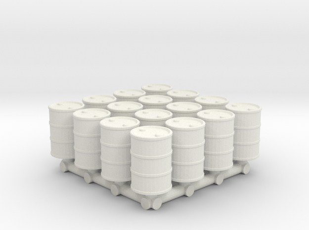 1-87 Scale 55 Gallon Drums x16 in White Natural Versatile Plastic
