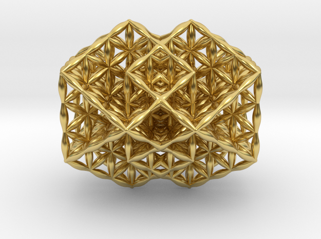Siamese Twin Flower of Life Vector Equilibrium in Polished Brass