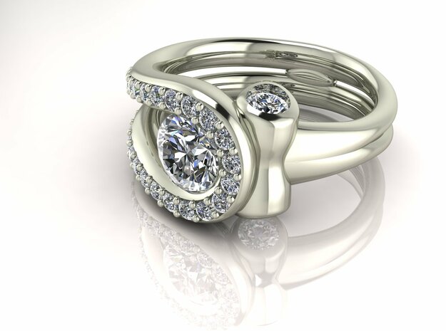 Tension setting solitaire 3 NO STONES SUPPLIED in Fine Detail Polished Silver
