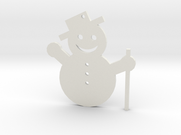 Snowman Tree Ornament in White Natural Versatile Plastic