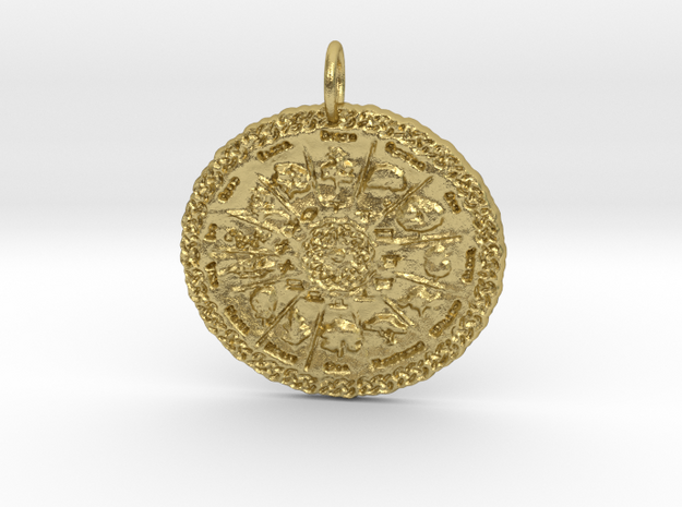Druid Power Tree Pendant in Natural Brass: Small