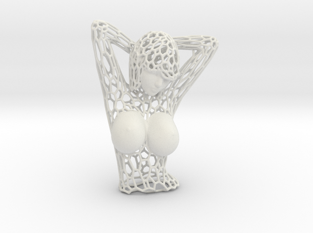 Female Bust Voronoi in White Natural Versatile Plastic