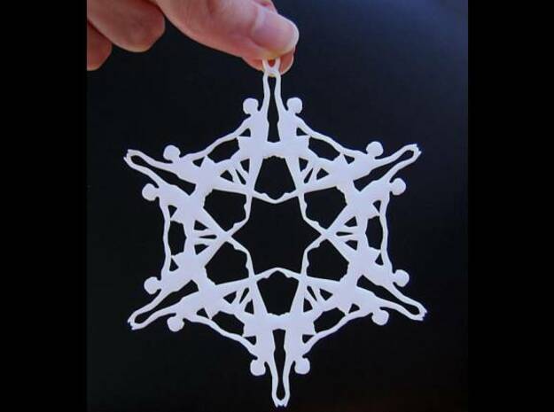 Ballerina Snowflake Ornament in White Natural Versatile Plastic