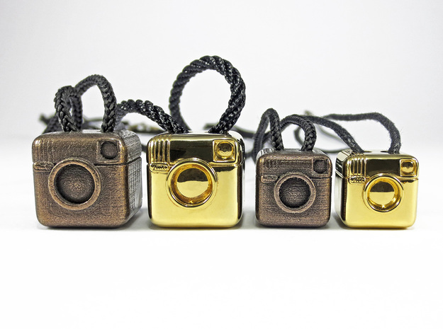 Instagram Style Camera (Pendant 20mm) in Polished Bronze Steel