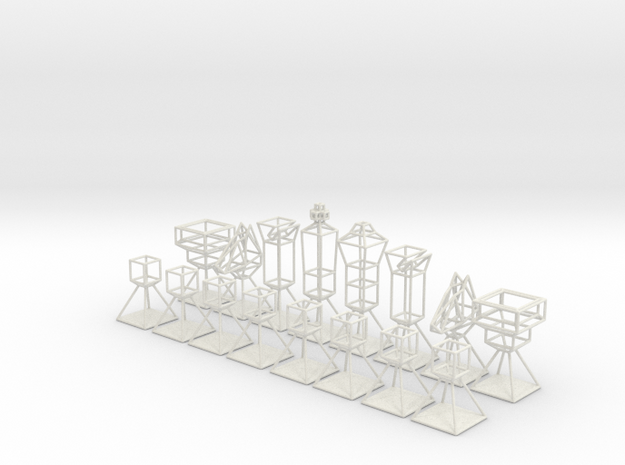 Minimal Wire Chess Set in White Natural Versatile Plastic