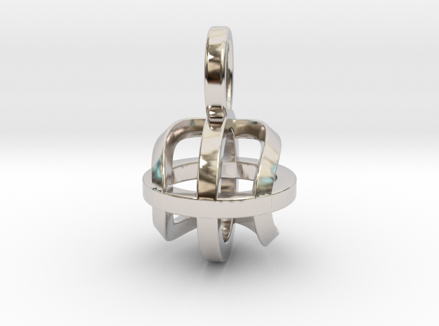Tennis Sphere XY (Pendant) in Rhodium Plated Brass