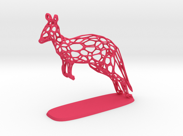 Voronoi Kangaroo in Pink Processed Versatile Plastic