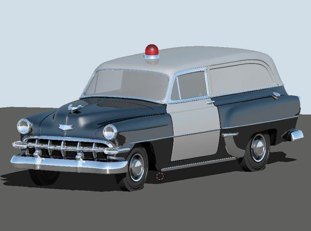 1954 Chevy Police Wagon in White Natural Versatile Plastic