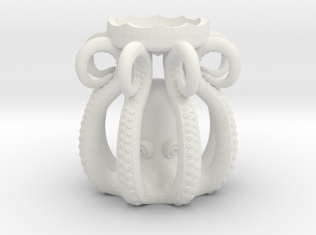 Plastic Octopus Candle Holder in White Natural Versatile Plastic